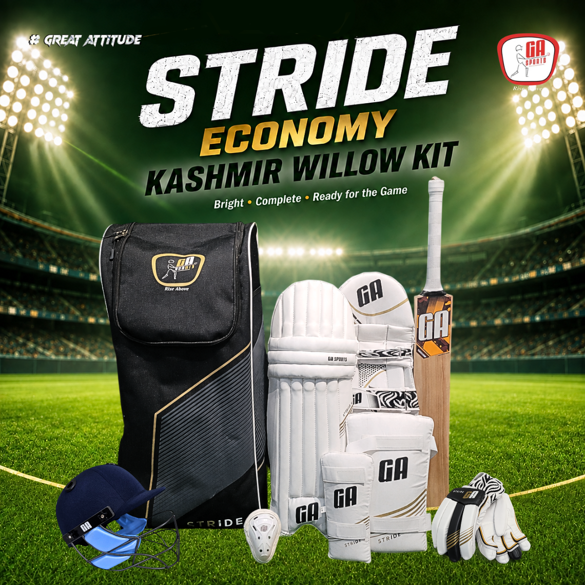 GA Stride Economy Kashmir Willow Cricket Kit