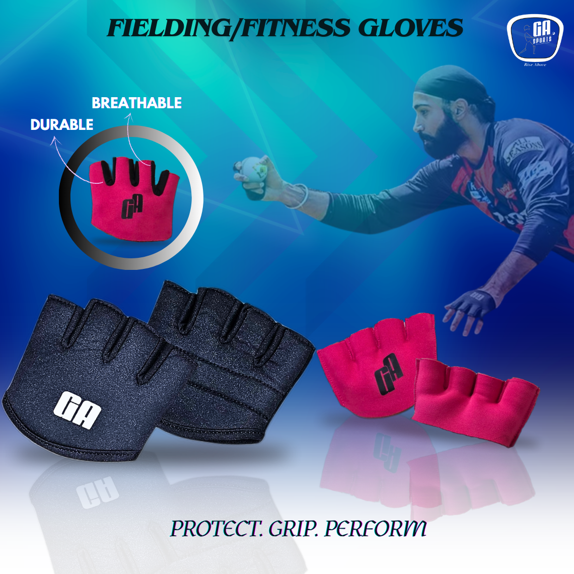 GA Cricket Fielding Gloves Pink