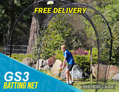 GS3 Cricket Batting Net – Home & Academy Practice Net (3m x 3m x 3m)